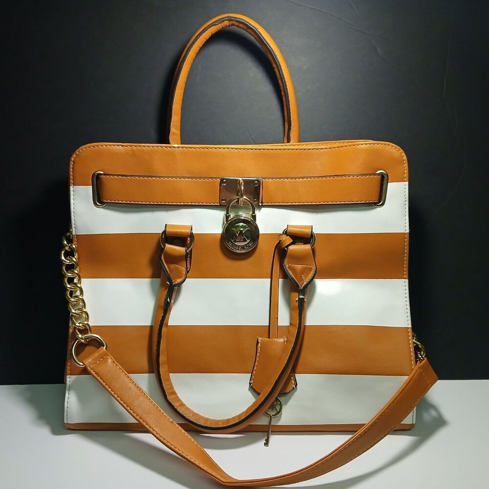 Michael Kors Hand Bag / Michael Kors Shoulder Bag / Orange & White Bag